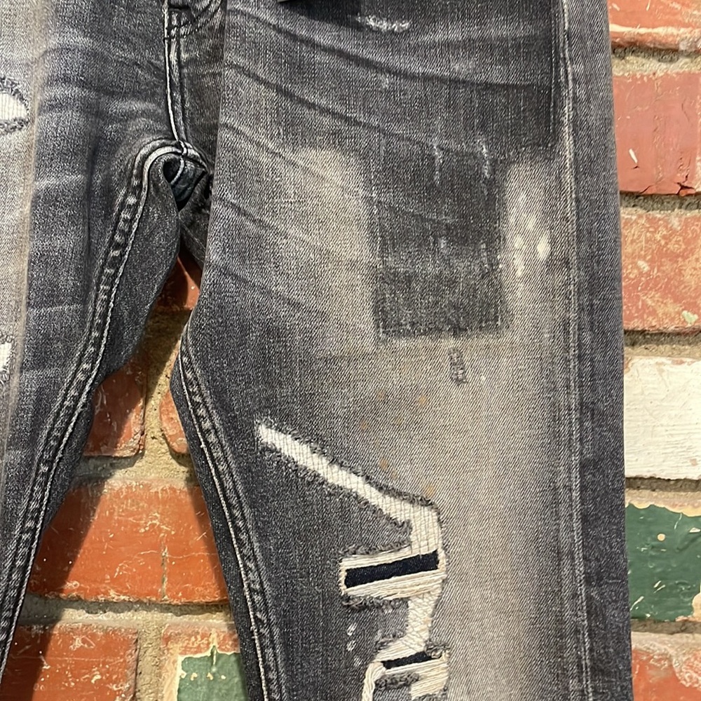 The Kooples distressed painted black slim fit  jeans NWT - Picture 4 of 9